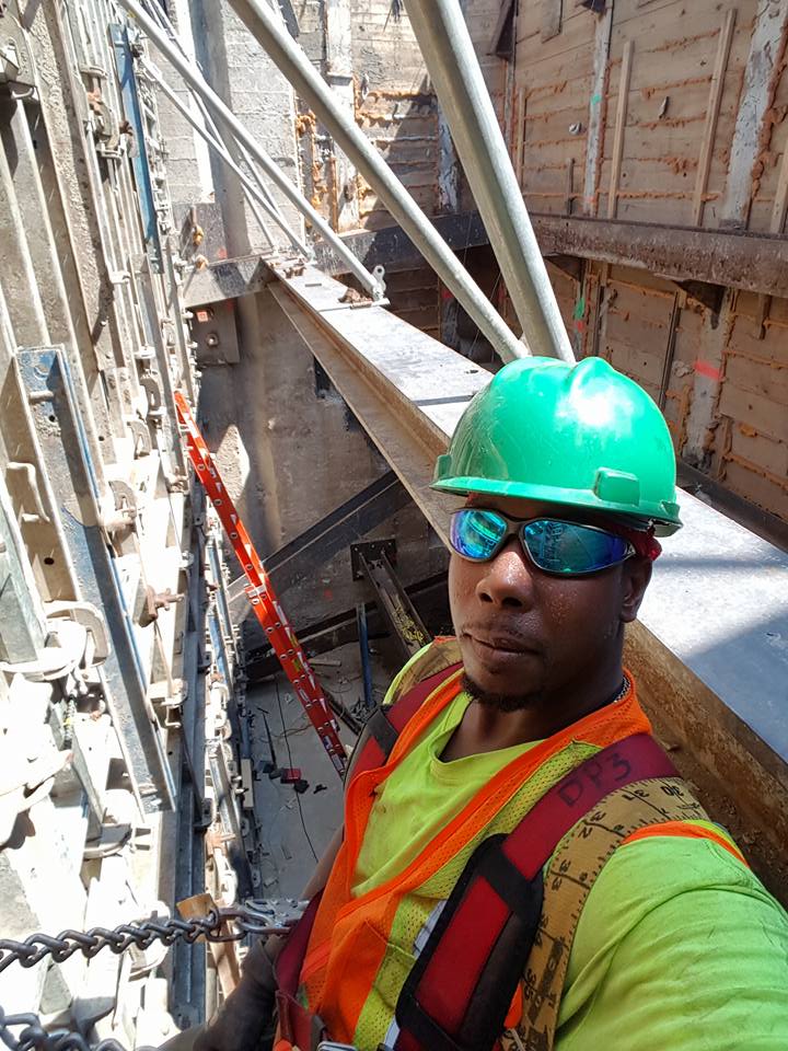 D. Campbell, a BuildingWorks graduate, learns Occupational Safety and Health Administration (OSHA) construction safety at a building site. (Photo courtesy of Joan Staunton, Atlantic Center for Occupational Health and Safety).